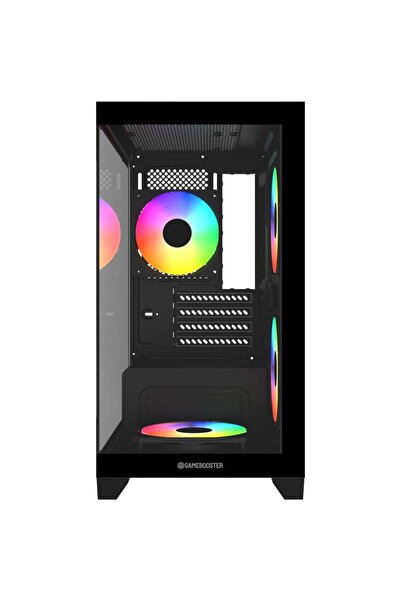 GAMEBOOSTER GB-M6001B 600w 4*12cm Rainbow Fanlı USB 3.0 Seaview Mid-T M-ATX Gaming Siyah Kasa