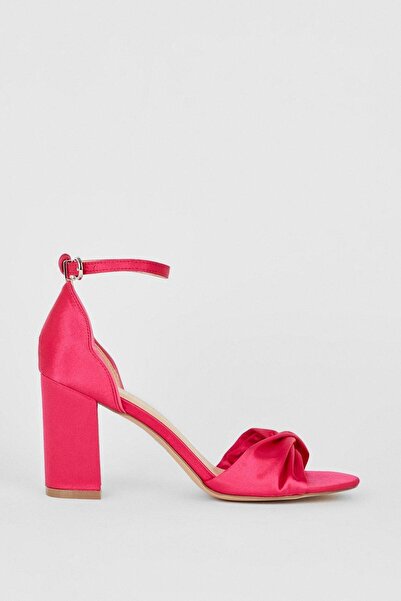 NO BRAND Sandale stiletto roz, cu vârf deschis, netede, cu nod Wallis, 39