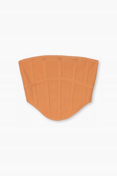 NO BRAND Top corset tip bandaj portocaliu, cu umăr asimetric, deschis, Boohoo 44