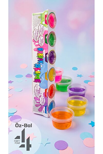 Öz-bal 6'lı Bardak Slime Seti Renk Renk Kutulu Jel Oyun Hamuru Stres Giderici...
