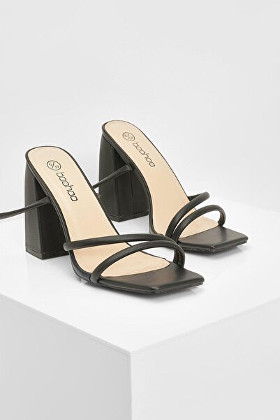 NO BRAND Sandale negre clasice cu toc, barete clasice, piele ecologică, booho...