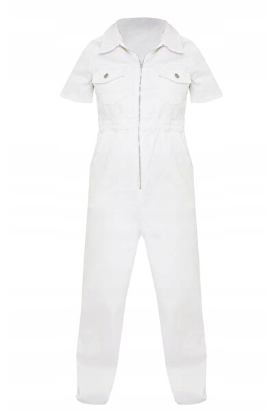 NO BRAND Prettylittlething salopetă lungă albă de maternitate 36