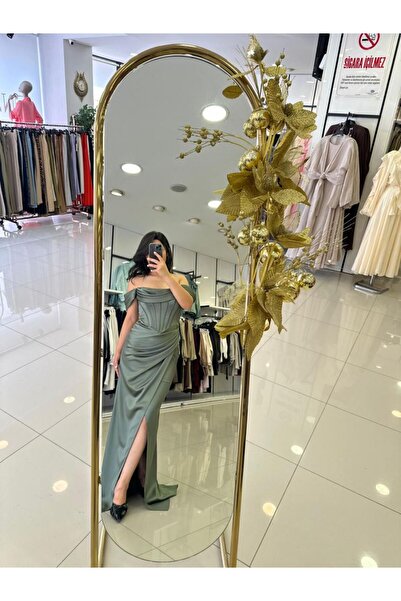 İLİZYON YENİ KADIN YIRTMAÇ DETAYLI ABİYE ELBİSE 5040