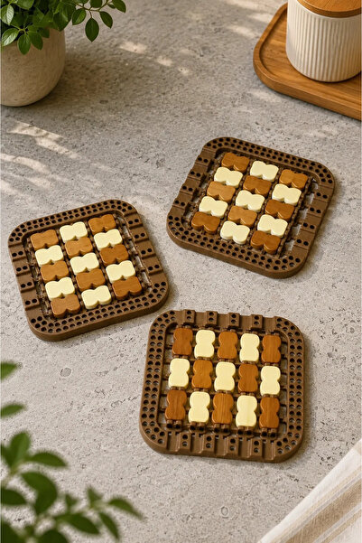 Tutku Home Ahşap 3'lü Nihale (14x14 Cm)