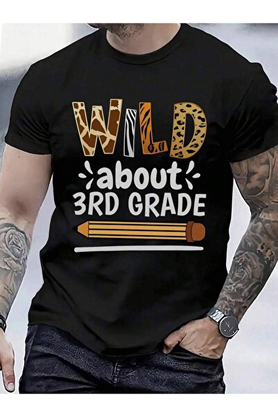 4CR تي شيرت مطبوع عليه عبارة Wild About 3Rd Grade، مصنوع من القطن بنسبة 100%،...