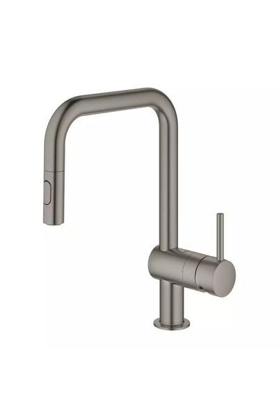 Grohe Baterie de bucătărie Minta cu duș extractibil, grafit periat, pipă în f...