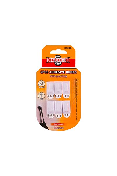 BIG TEETH 6PCS Adhesive Hooks 1.8cm x 3cm