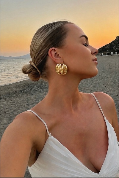 Lavian Accessories Gold Bombeli Sia Küpe