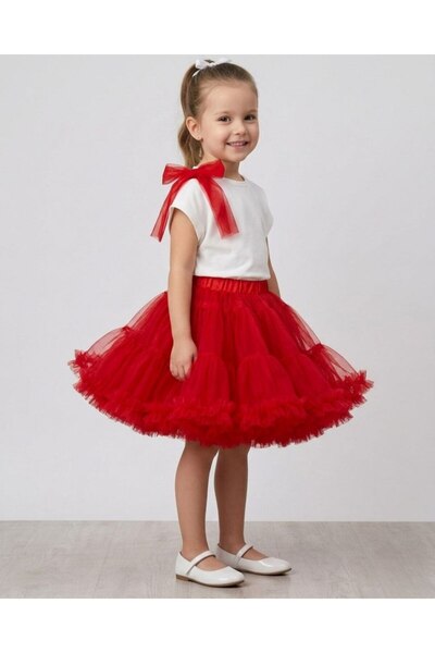 Lily and Co Girl's Tutu Skirt Set with Shoulder Bow, White T-Shirt, 2-Piece C...