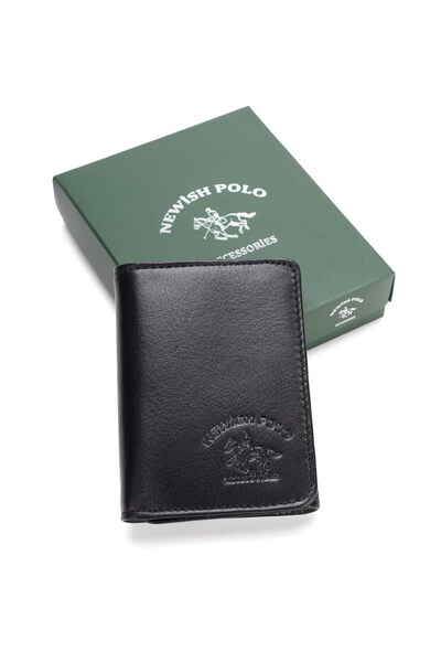 Newish Polo Men's Genuine Leather Magnetic Card Holder and Wallet