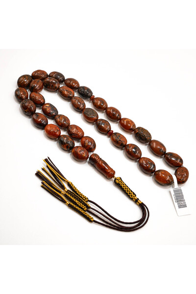 Generic Brand Heated Baltic Amber Rosary – 33 Beads 10.5×18mm Rustic Oval Pra...