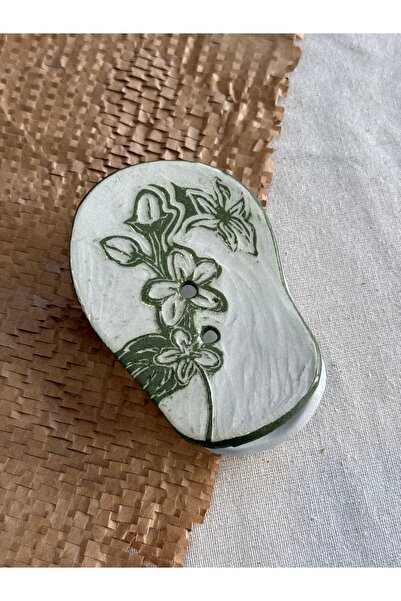 Sfenks. Handmade Double-Piece Floral Motif Ceramic Soap Dish