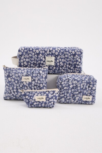estrella paris Aura Blue Papatya Makeup Bag Set of 4 Hair Straightener, Penci...