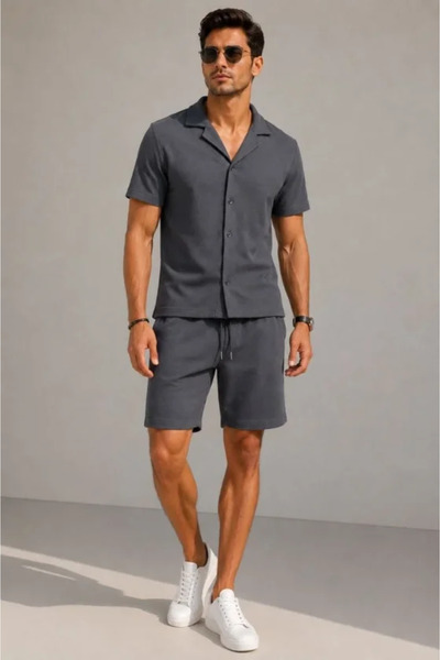 Şeker Portakalım Men's Crepe Fabric Breathable Short Sleeve Shirt with Pocket...