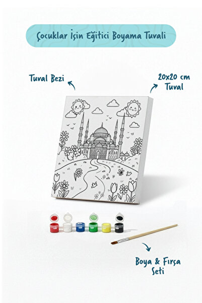 Tabdiko Çiçek Bahçesinde Sultanahmet Camii Şövalesiz Boya Seti 20x20