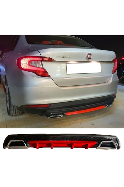 HasAkman Fiat Egea Sedan Kırmızı Difüzör Çiftli Kare Egzoz Görünümlü D Tip Di...