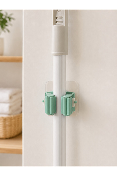 EcoVibe 1 Adet Yapışkanlı Duvar Tipi Mop, Paspas ve Süpürge Sapı Tutucu Kaydı...