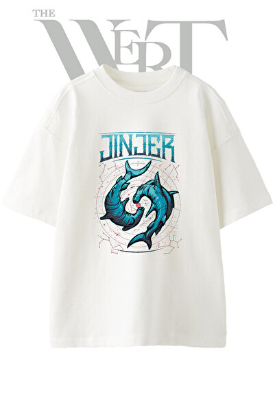 THEWERT Μπλουζάκι Jinjer Hammerhead με στάμπα, Unisex, λευκό, oversized