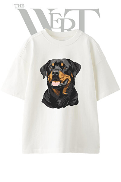 THEWERT Unisex bela majica sa otisnutim dizajnom rottweilera