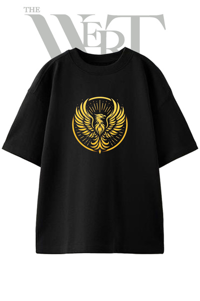 THEWERT Phoenix Design t-shirt sa printom, unisex, crna, prevelika