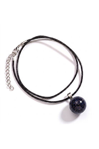 Moon of Noon MOON'S COLLECTION Blue Sand Stone Sphere Pendant Necklace – 14 m...