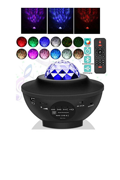 Genel Markalar Bluetooth hoparlörlü sese duyarlı projektör gece lambası tavan...