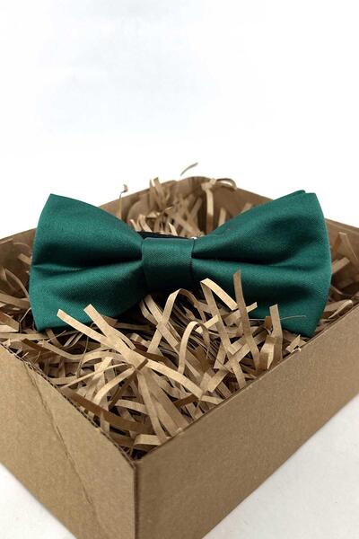 Kravatkolik Green Plain Silk Bow Tie Sb280
