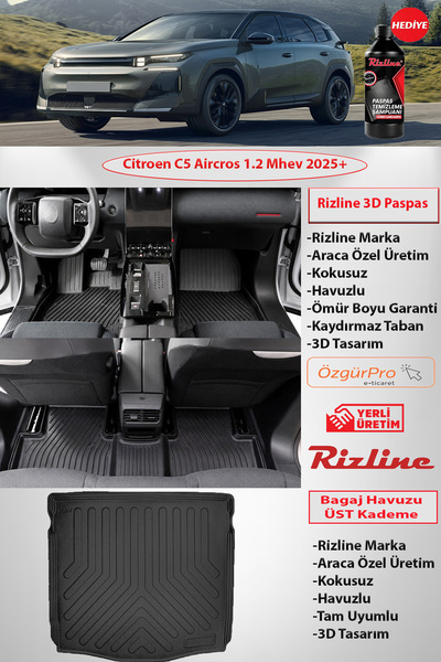 Rizline Citroen C5 Aircross 1.2 Hybrit Mhev 3D Premıum Paspas 9D ÜST Bagaj Ha...
