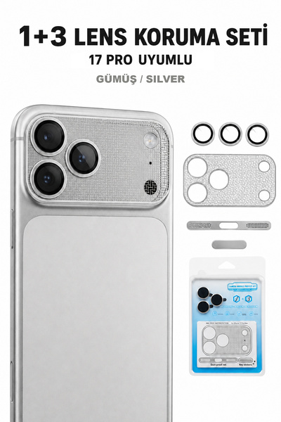 Phonextra iPhone 17 Pro Safir Kamera Lens Koruma Seti 4lü HD Şeffaf Kamera Al...
