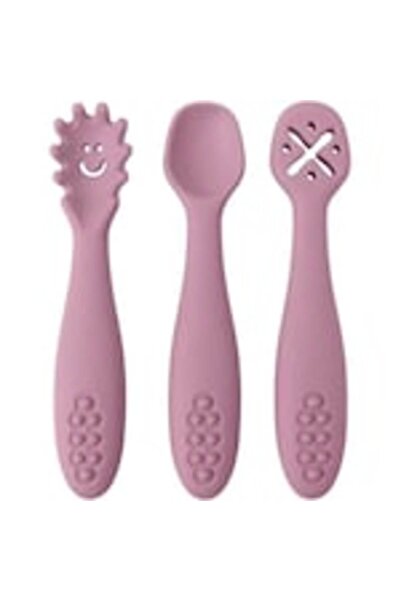 OEM Set lingurite hranire bebelusi, din plastic moale, 3 buc, roz
