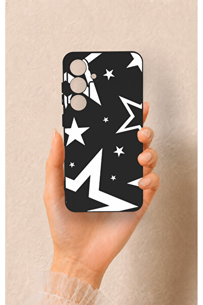 Vip Case Samsung S25 Uyumlu Siyah Mega Star Desenli Silikon Kılıf