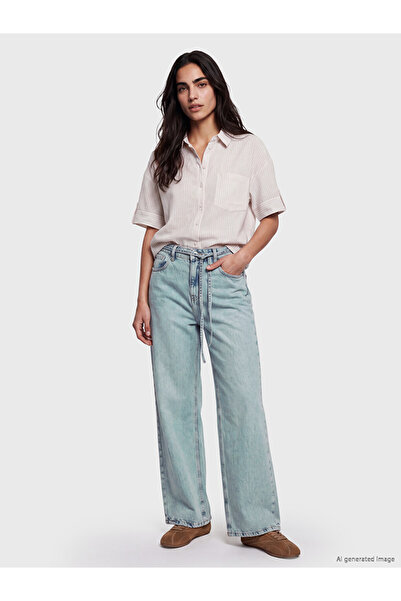 LC Waikiki Indigo Elastic Waist Wideleg Women's Jean Trousers