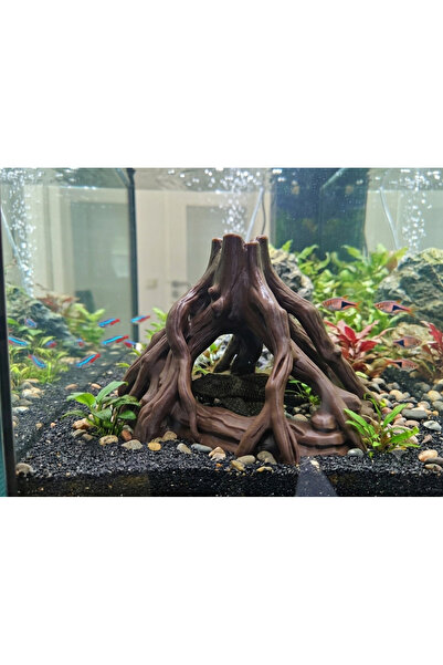 Kanem3D Akvaryum Dekoratif Ağaç Kökü Mağara - Doğal Görünümlü Balık Yuvası Ve...