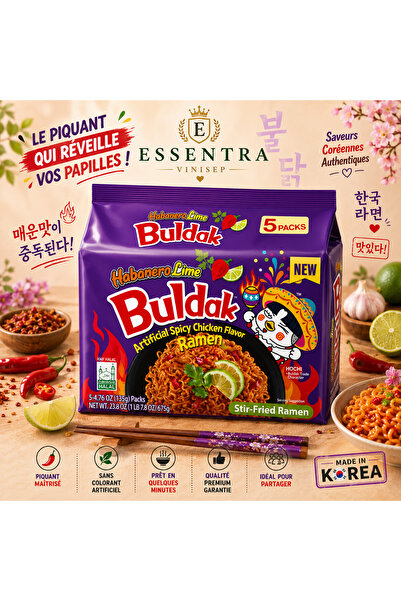 vinisep Buldak Habanero Lime Hot Chicken Flavor Ramen Multipack (5'li)