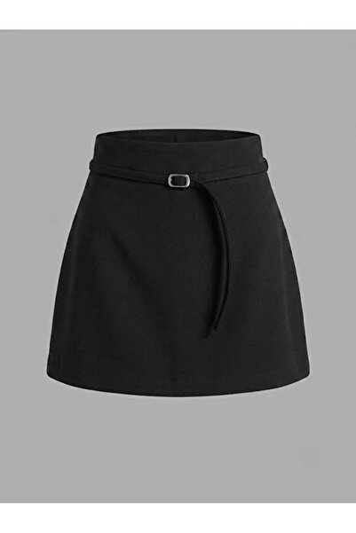 Velista Fustă scurtă pentru femei, de culoare uni, cu fermoar, cu centură în ...