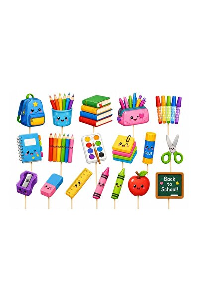 DecoParty Set de decorațiuni pentru tort – Rechizite școlare - Tema Înapoi la...