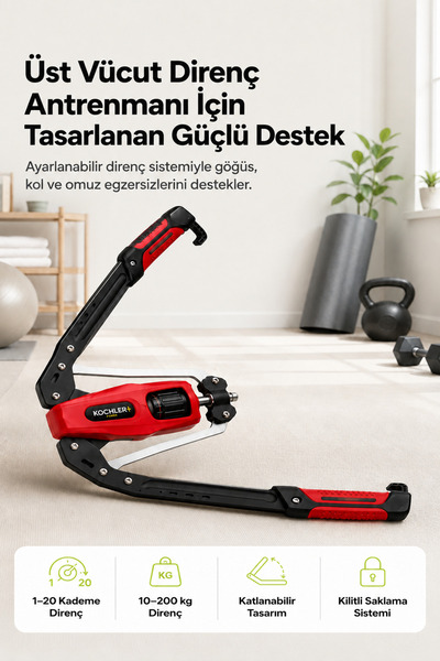 kochler Hidrolik Power Twister – 10-200 kg Ayarlanabilir Dirençli Göğüs ve Ko...