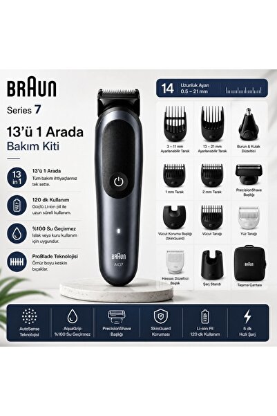 Braun Hepsi Bir Arada Series 7, 13'ü 1 Arada Tıraş Kiti, Problade, Autosense,...