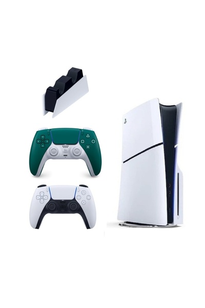Sony Playstation 5 Slim cdli + 2.kol Dualsense Alpine Green + Şarj İstasyonu ...