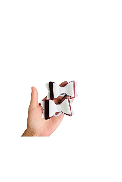 feltland Fundite pentru fetite din piele artificiala, set 2 buc, 8*4.5cm, alb...