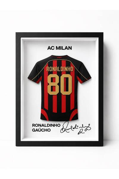 sonvadi Ronaldinho AC.Milan. Forma İmzalı Çerçeve Hediyelik 14x22 cm