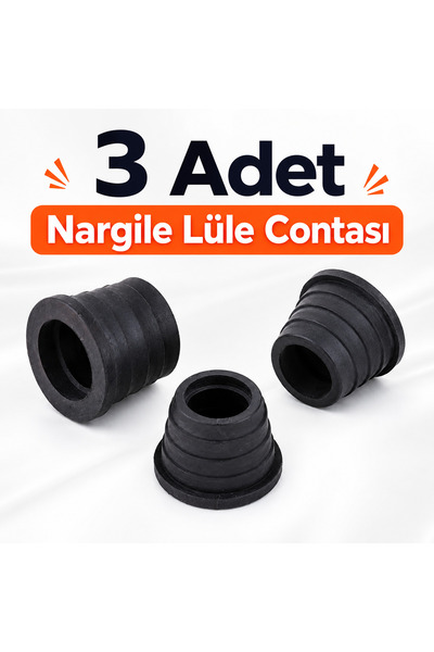 Nargile Lüle Contası 3 Adet Siyah Silikon Esnek Yapı Standart Lülelerle Uyumlu