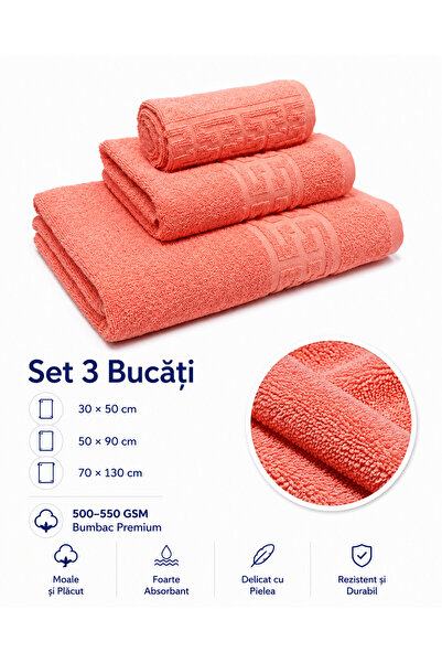 Generic Brand Set Prosoape din Bumbac Premium – 3 Bucăți, 500–550 GSM