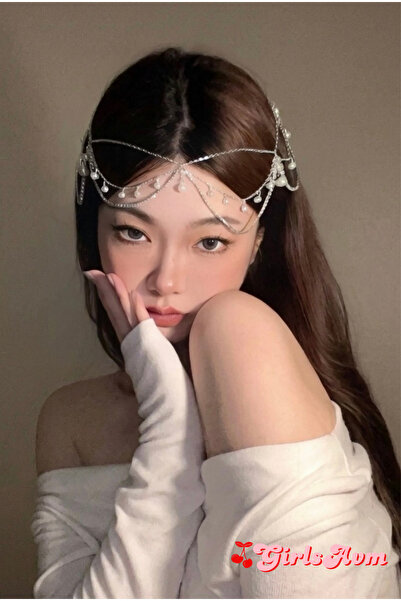 Girlsavm TAŞLI İNCİLİ SAÇ ZİNCİRİ