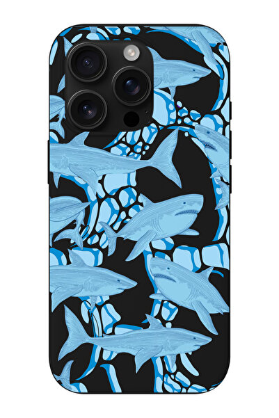 shoptocase Iphone 14 Pro Uyumlu Köpekbalığı Desenli Lacivert Silikon Telefon ...
