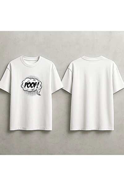ELFERA Poof Effect Funny Balloon Pop Art White Printed Tshirt