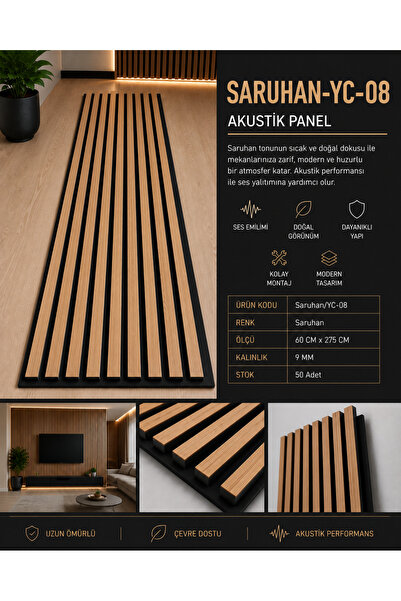 AKUSTİKCİGİM Keçeli Akustik Panel 60 cm x 275 cm / SARUHAN YC 08