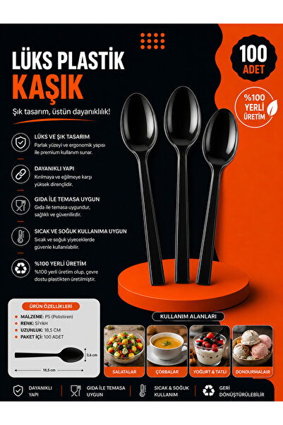 Lüks Plastik Kaşık 100 Adet