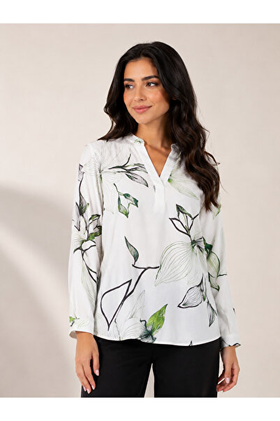 Verona Women's Floral Long Sleeve V-Neck Blouse – Comfortable Fit