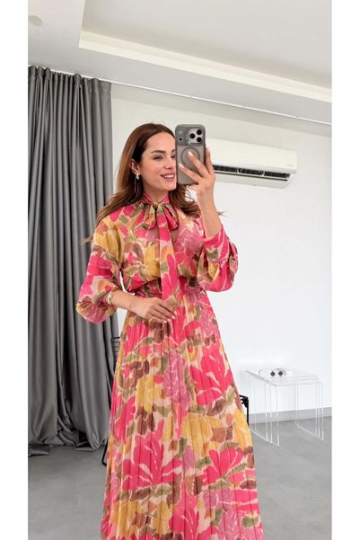 Lady Pixie Pink Floral Print Chiffon Dress
